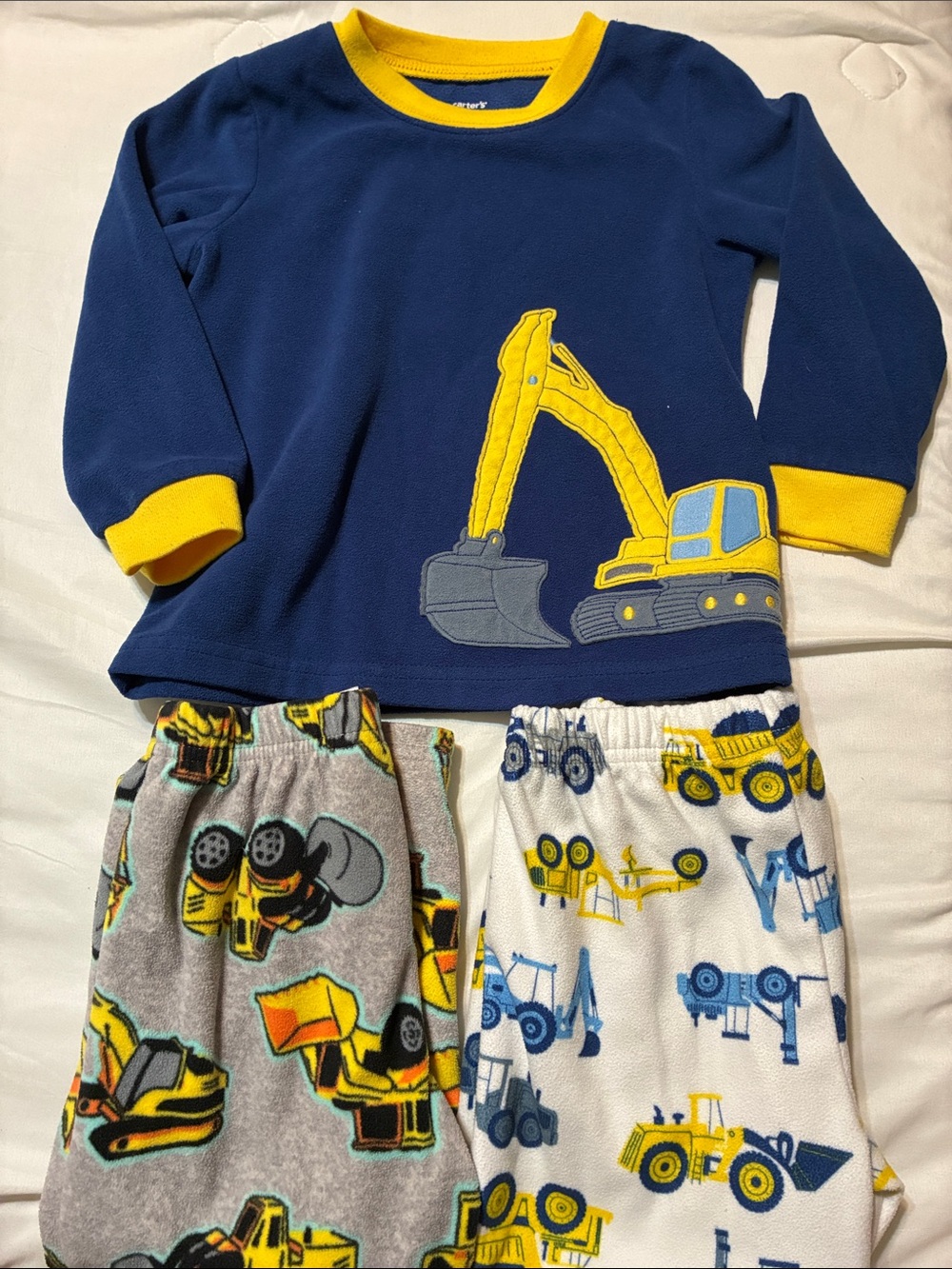 Carter's Aqua & Navy Construction Truck Pajama Set